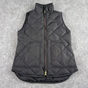 J.Crew Down Puffer Vest Women XXS Black Quilted Preppy Minimalist  Capsule Cozy